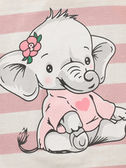 3pcs Newborn Infant Ruffled Sleeves Romper & Elephant Print Suspender Skirt Set