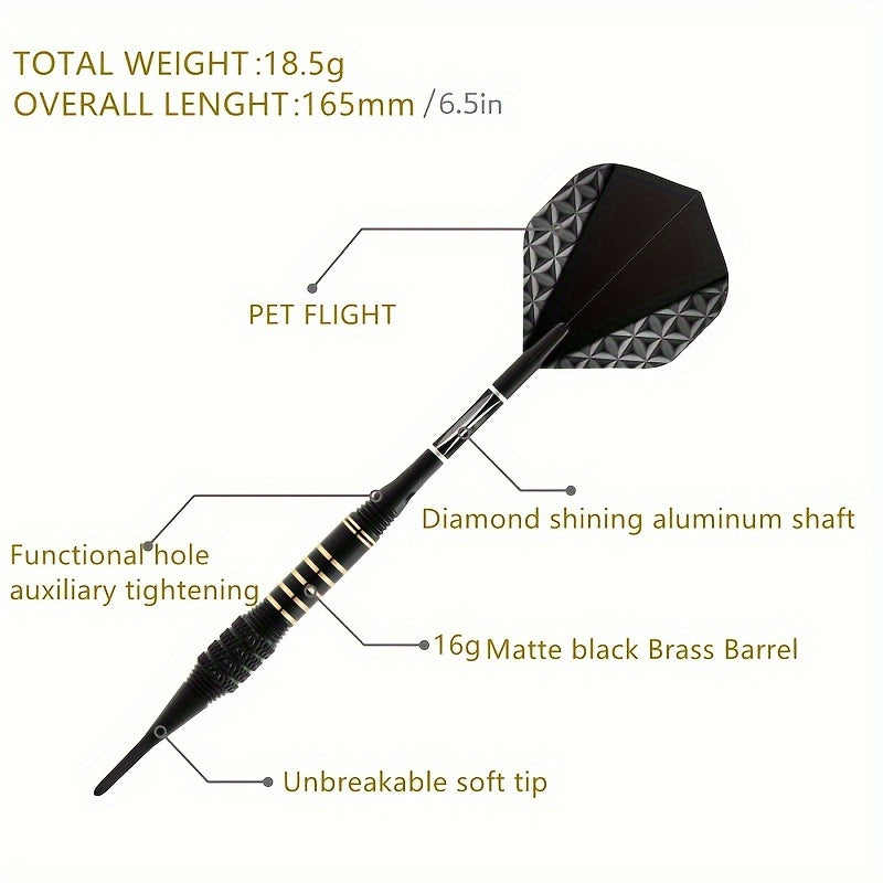 Soft Tips Dart Set 18g Plastic Head Dart Portable Box 6 Tips 6 O Rings 3 Wings