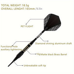 Soft Tips Dart Set 18g Plastic Head Dart Portable Box 6 Tips 6 O Rings 3 Wings