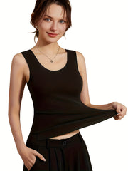 2pcs Solid Thermal Underwear Sleeveless Top
