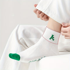6 Pairs Letter Print Sports Short Socks Women's Stockings