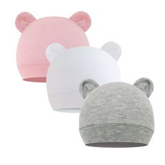 3pcs Newborn Infant Hospital Hat Cotton Beanie Caps Animal Ears Boys Girls