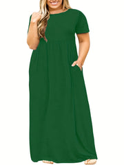 Short Sleeve Maxi Dress With Pocket Women's Plus Medium