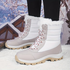 Red Plush Lined Thermal Snow Boots Soft Winter Shoes