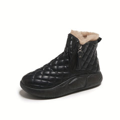 Women's Side Zipper Chunky Snow Boots Plush Lined Thermal Furry Shoes