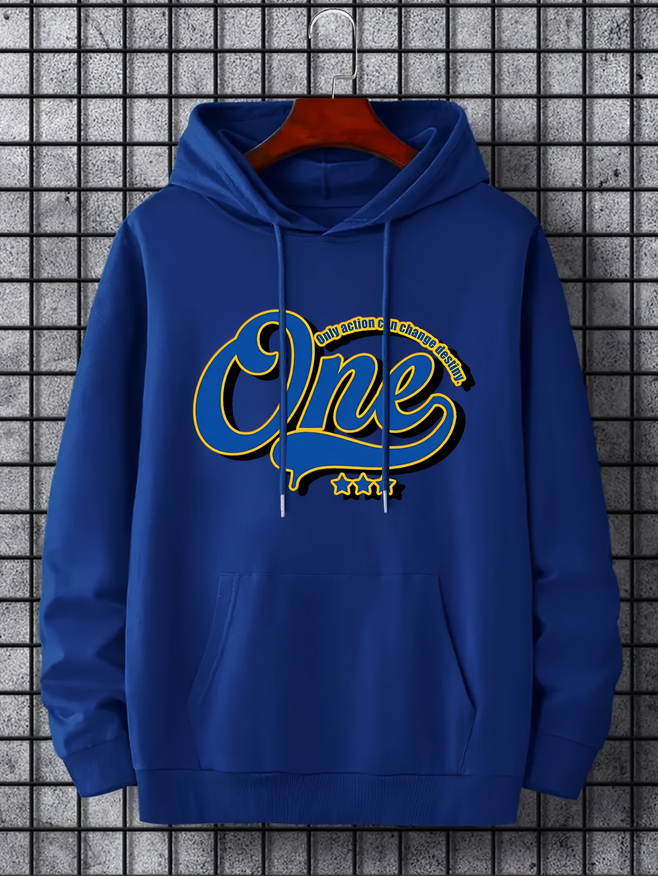 Men's One Print Hoodie Casual Breathable Drawstring Sweatshirt