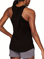 Women's Cross Back Sleeveless Tank Top for Sports and Casual Wear