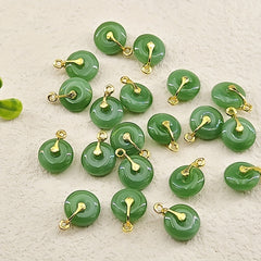20pcs Green Round Jade Beads Charms for DIY Necklace