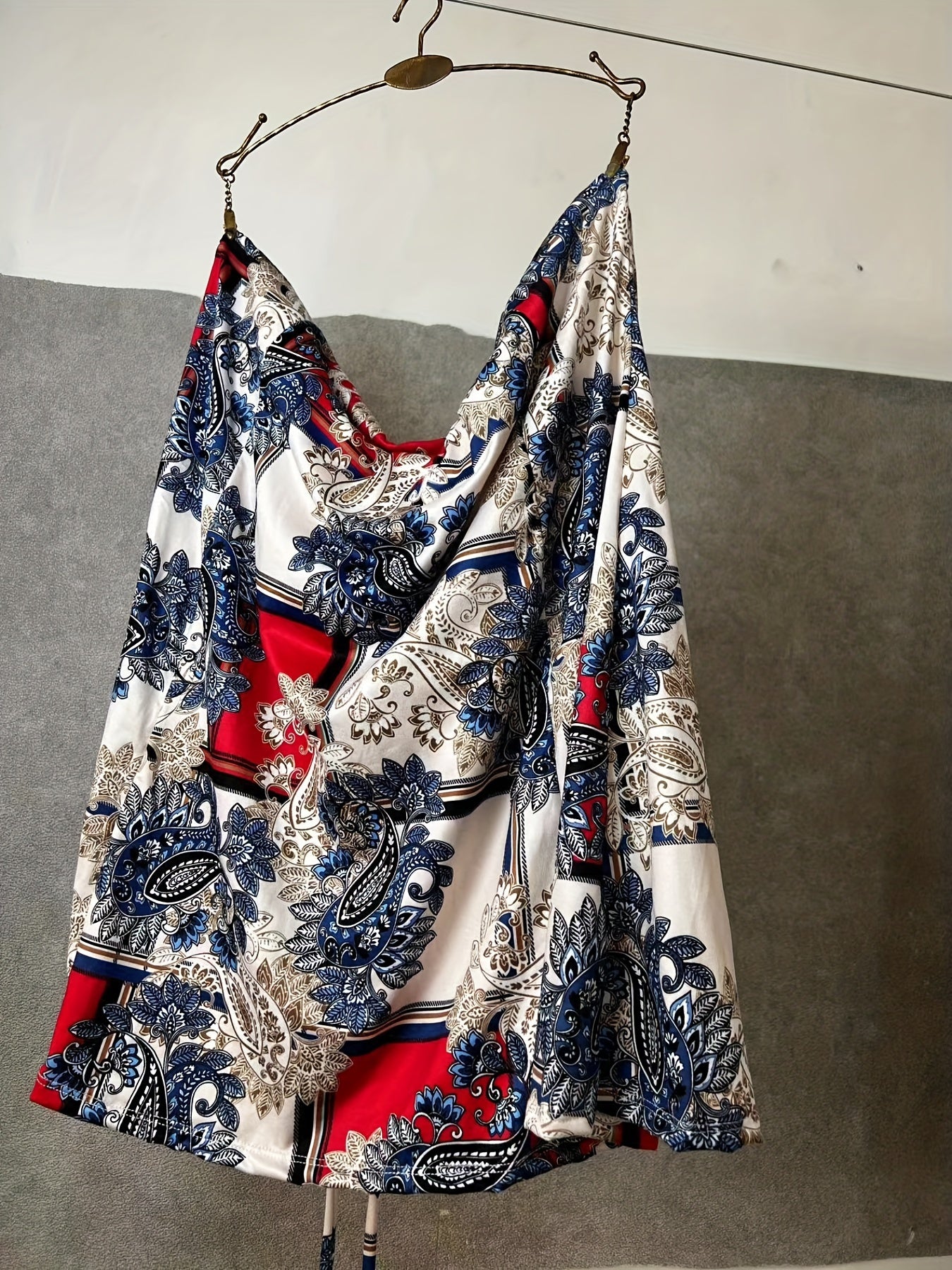 Boho Paisley Print Halter Neck Backless Dress