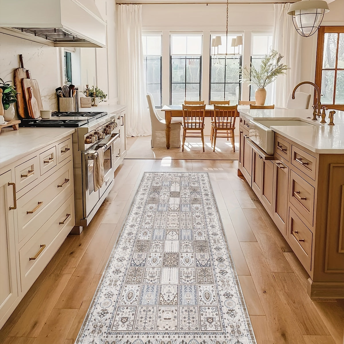 Boho Oriental Hallway Rug Non Slip Washable Stair Carpet