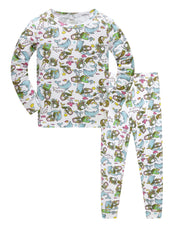 Kid's Unicorn Pajamas Set Long Sleeve Top & Pants, Cloud Star Print Loungewear