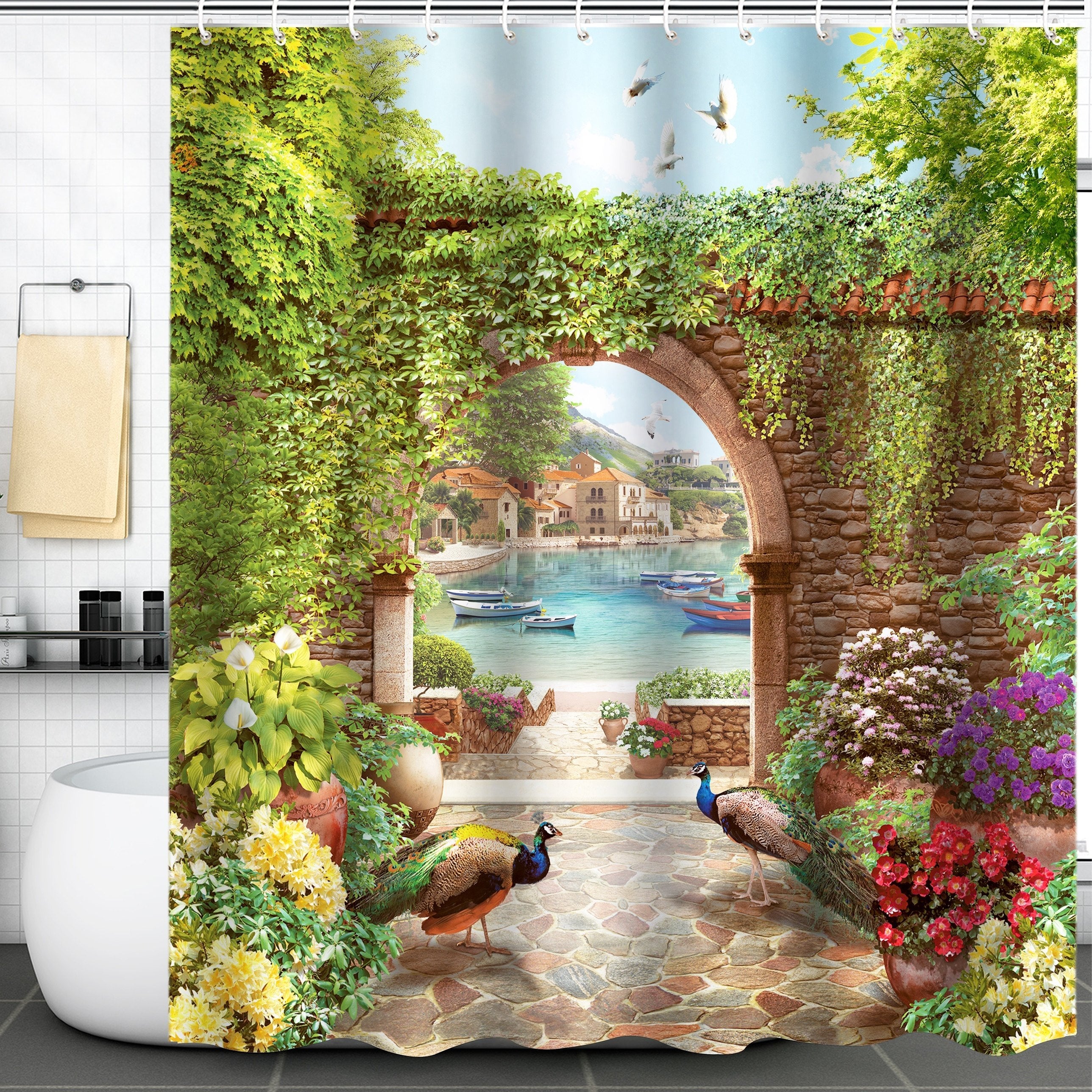 Classical Architectural Shower Curtain Waterproof and Washable
