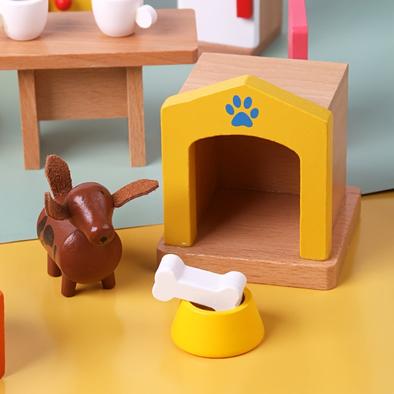 Wooden Children's Bedroom Decorative Toys 7pc Set - Ideal Gift for Kids