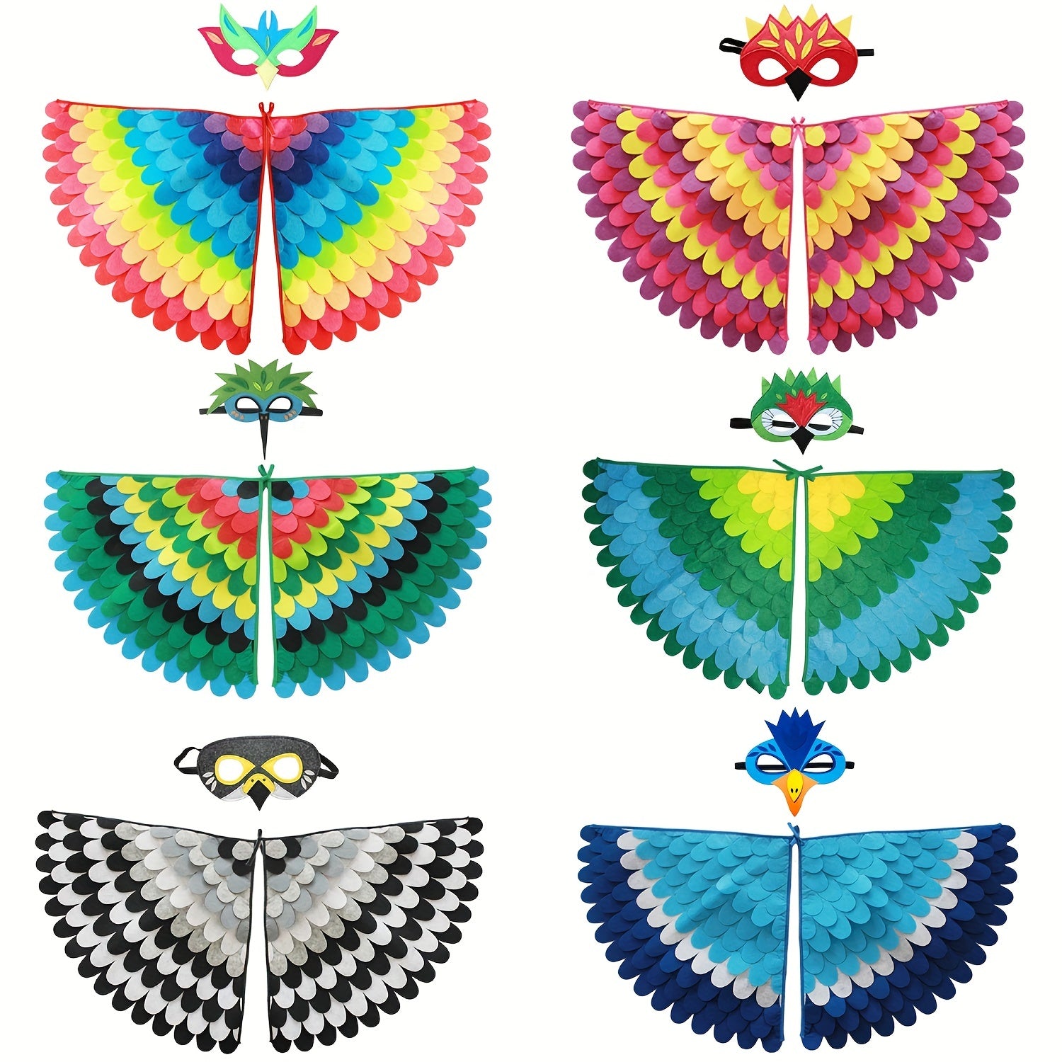 Kids Bird Wings Cape Mask Set for Cosplay Performance Props