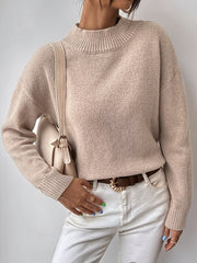 Mock Neck Knit Sweater Long Sleeve