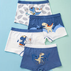 4pcs Toddler Boy's Cotton Boxer Briefs Dinosaurs Print Elastic Waist Shorts
