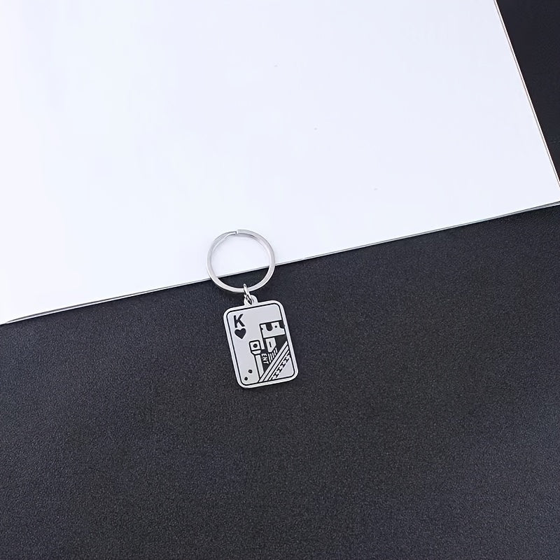Creative Stainless Steel Playing Card Keychain Keyring Small Gift