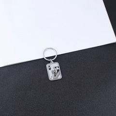 Creative Stainless Steel Playing Card Keychain Keyring Small Gift