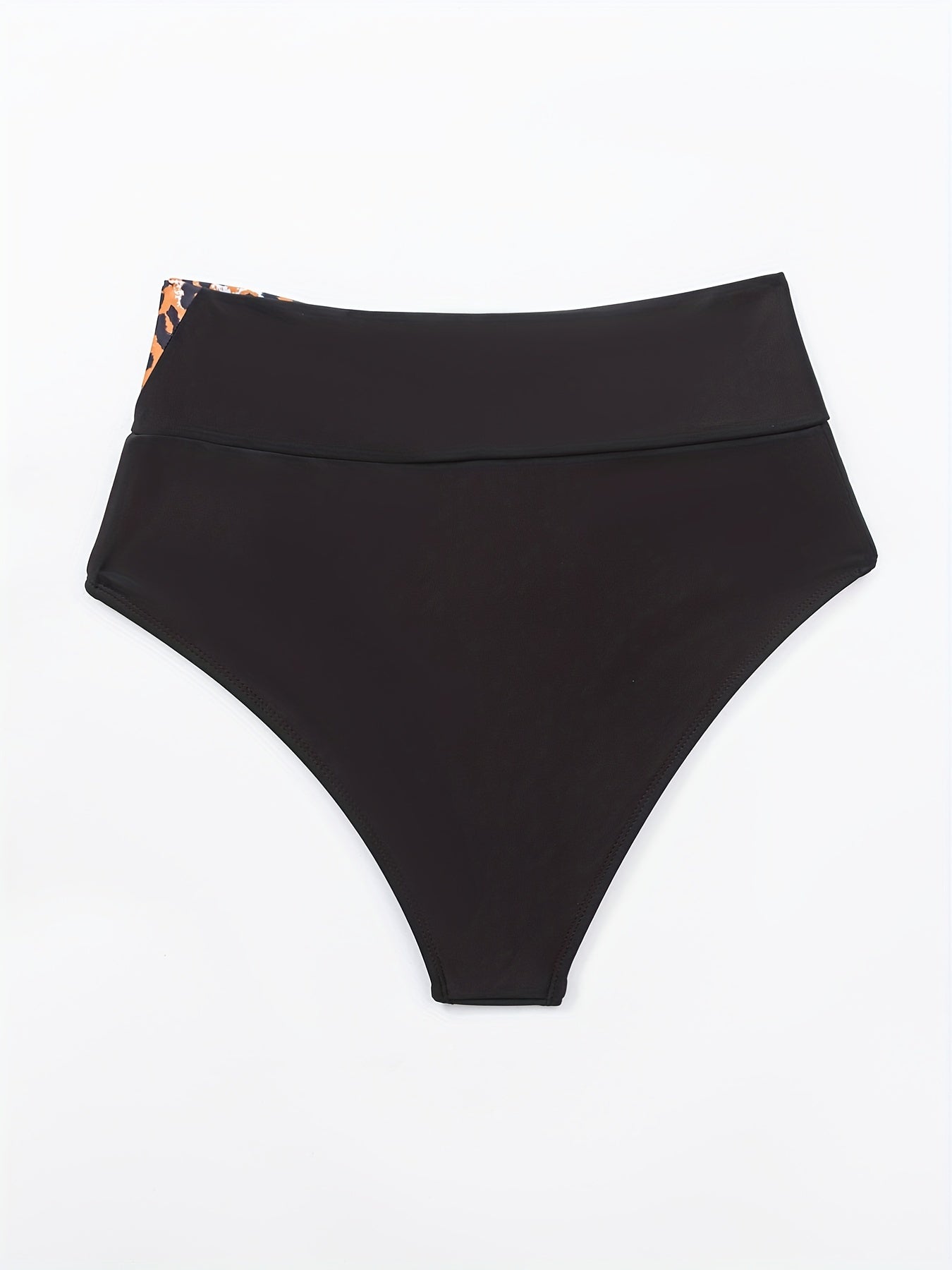Leopard Print Patchwork Cross Bikini Bottoms High Waist