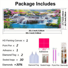 XWJJ Diamond Painting Kit Waterfall Scenery Full Round Drill Large Size