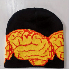 Y2K Brain Jacquard Beanie Candy Skull Cap Hip Hop Knitted Hat Warm Ski Hat