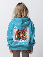 Sunflower Cow Hooded Sweatshirt Girls Long Sleeve Pullover Tops