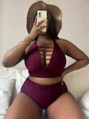Sexy Tankini Set Halter Neck Crop Top & Underwear Swimsuit