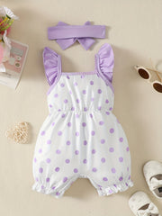 Baby Girls Polka Dot Romper & Headband Set