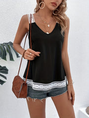 Lace V-Neck Tank Top Women's Casual Sleeveless Summer Shirt