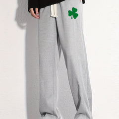 Clover Graphic Print Men's Sweatpants with Drawstring Jogger Pants