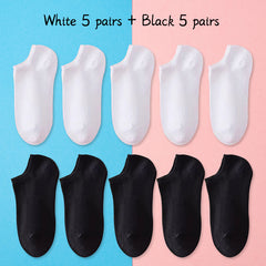 10 Pairs Solid Crew Short Socks Women's Stockings