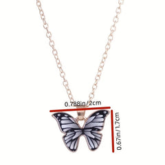 Multicolor Alloy Butterfly Pendant Necklace Gift for Girls