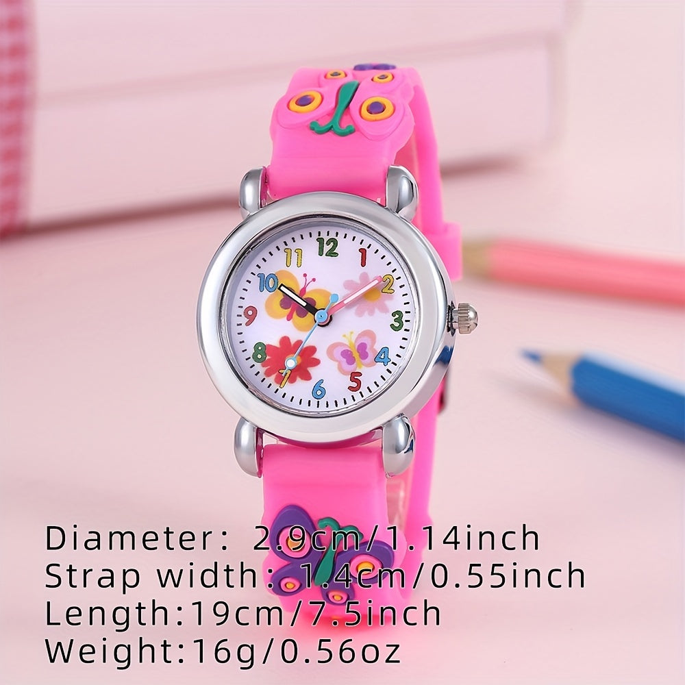 Cartoon Butterfly Graphic Silicone Quartz Watch