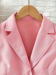 Girls' 2 Piece Outfits Pink Cami Dress & Collared Button Down T Shirt Set