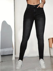 Water Ripple Embossed High Waist Skinny Jeans Women's Denim
