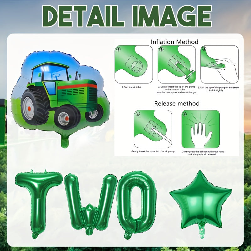26pcs Tractor Birthday Party Supplies Set with Number, Latex, and Star Balloons