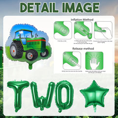 26pcs Tractor Birthday Party Supplies Set with Number, Latex, and Star Balloons