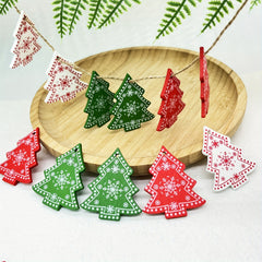 10pcs Christmas Wooden Hangings Ornaments Wooden Slices Snowflake Decorations