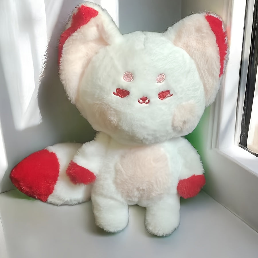 Fox with Red Ears & Tail Soft Polyester Stuffed Animal for Home Decor