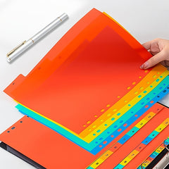 10-Tab Plastic Binder Dividers, Colored Blank Tabs, Multicolor Design