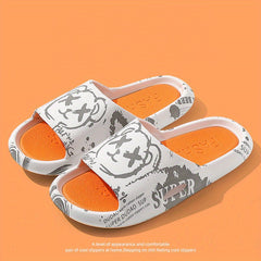 Men's Bear Print Non Slip Open Toe Slides