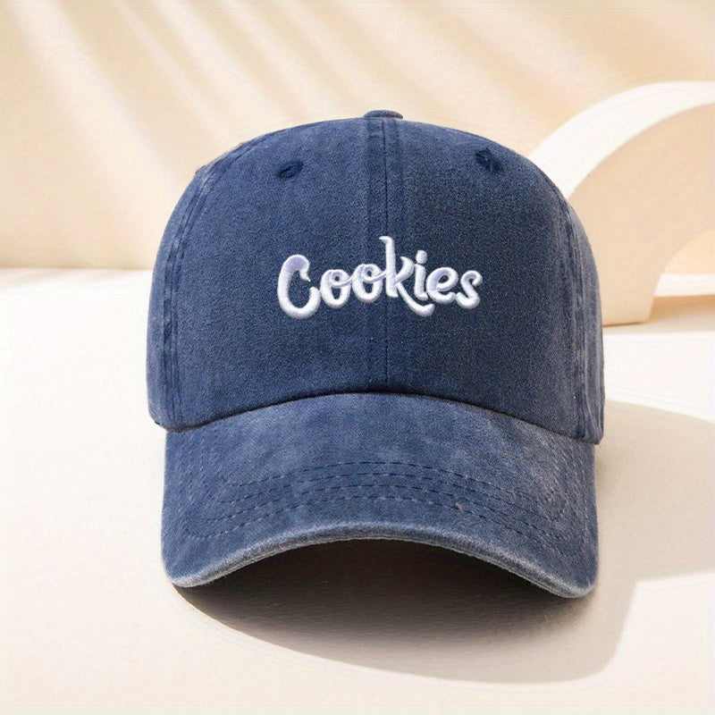 Cookies Embroidery Casual Baseball Cap Candy Washed Distressed Hat Dad Hat