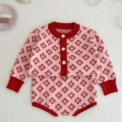 Baby Girls Floral Sweater Set Long Sleeve Pullover Top & Shorts