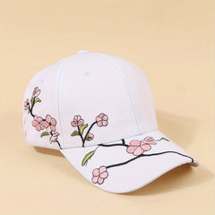 Embroidered Plum Blossom Baseball Cap