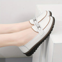 Metal Decor Flat Loafers Slip On Casual Shoes