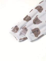 Bear Print Flannel Lounge Set - Warm Pajamas