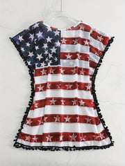 American Flag Print Cover Up Plus Size