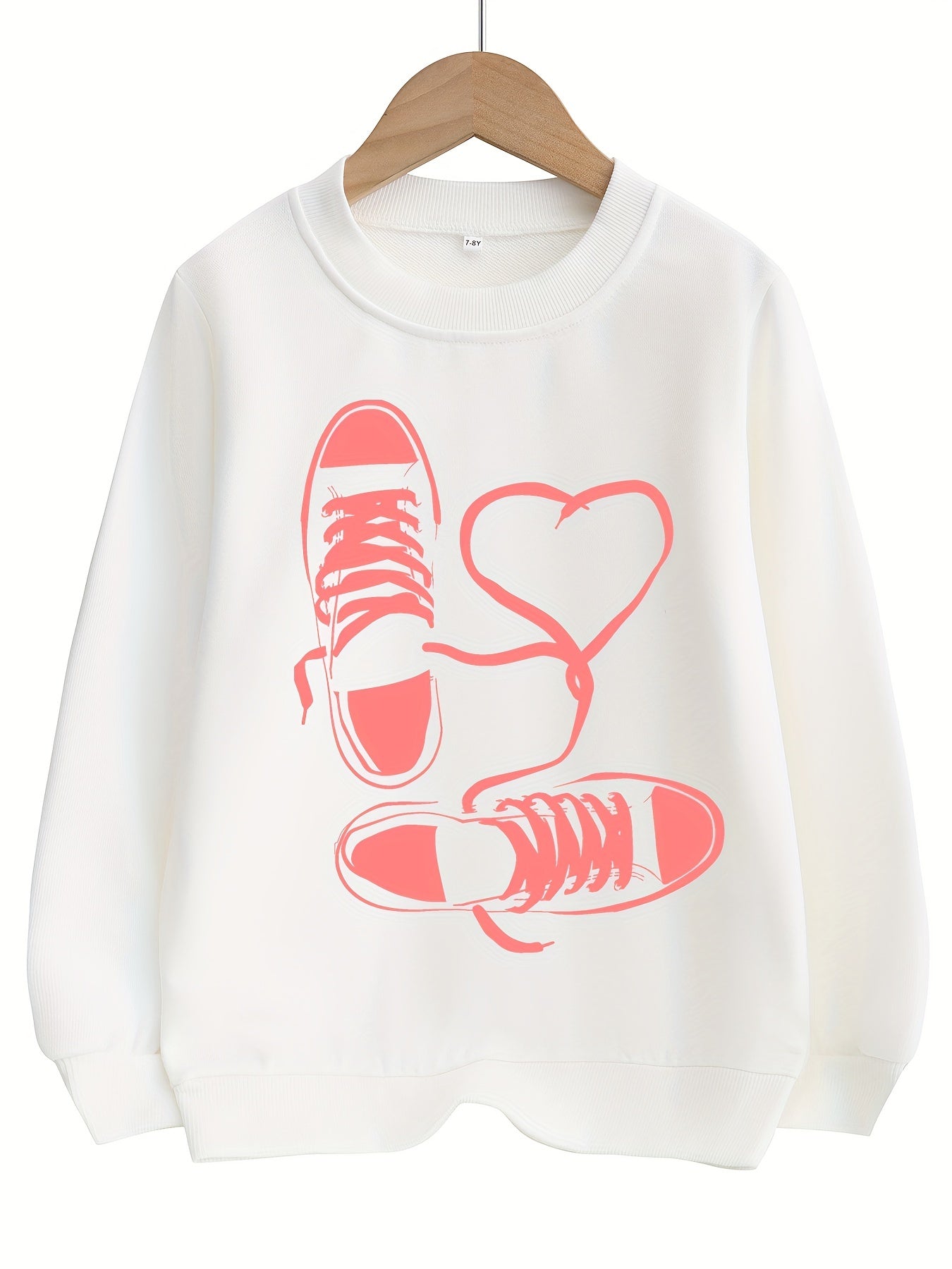Girls Colorful Shoes Print Sweatshirt Pullover Top