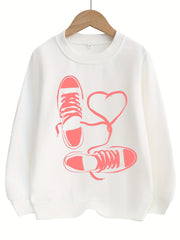 Girls Colorful Shoes Print Sweatshirt Pullover Top