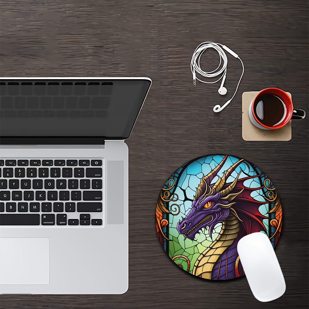 Dragon Mouse Pad Round Non Slip Rubber Mousepad Laptop Office Computer Decor